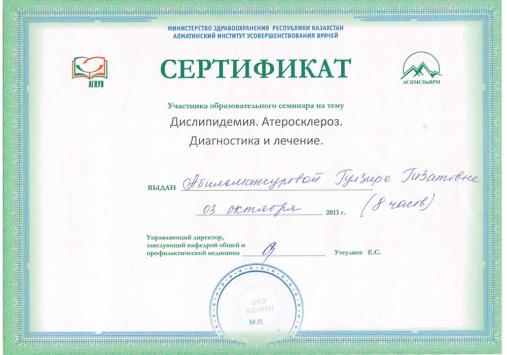 Сертификат 2013 год